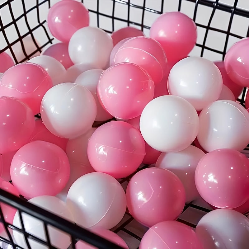 100pcs Pink and White Ball Pit Balls for Kids, Safe Non-Toxic PP Ocean Balls, for Children Ages 3-12 Years, for Ball Pools and Play Areas