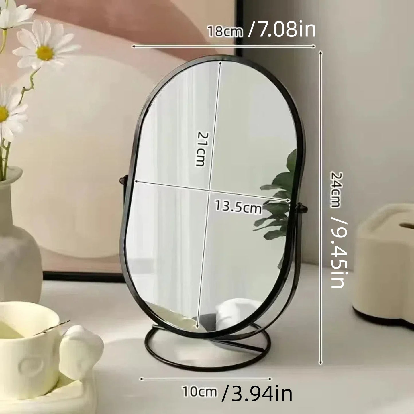 360 Oval Vanity Mirror for Bedroom Desktop or Office