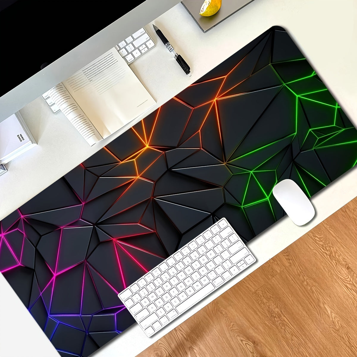 Durable, large, stylish geometric mouse pad for computers and laptops - waterproof, non-slip, perfect for gamers or office use.