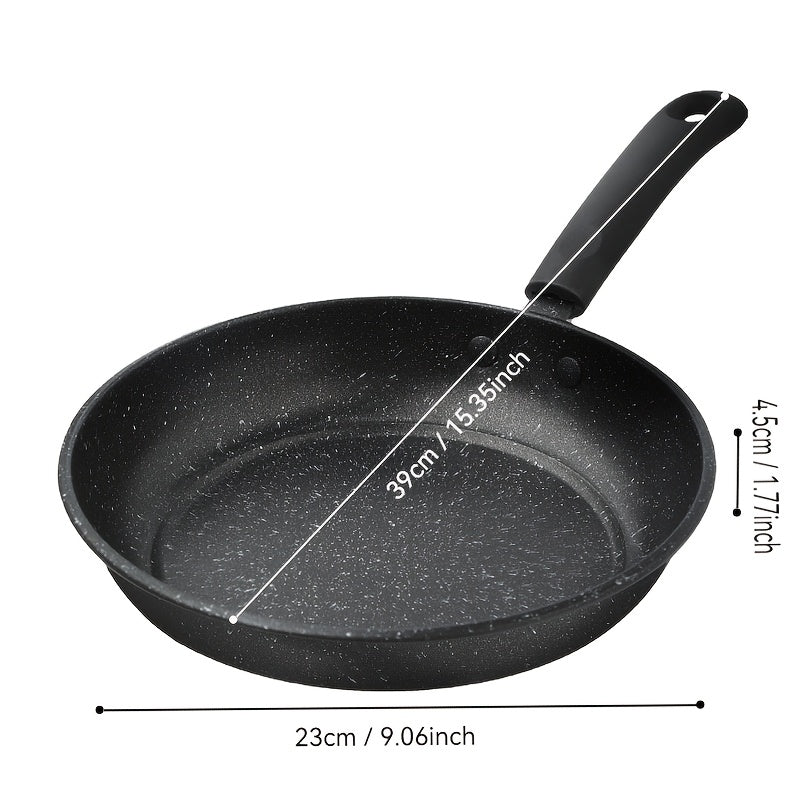 1pc Non-stick iron pot with marble coating, flat bottom, hand wash only. Size: 23.01cm x 27.0cm.