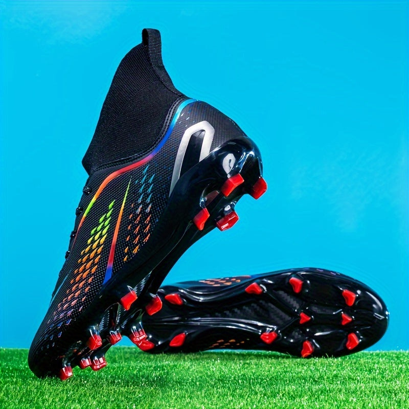 Breathable high-top soccer cleats for all seasons, perfect for training and competition, with non-slip features.