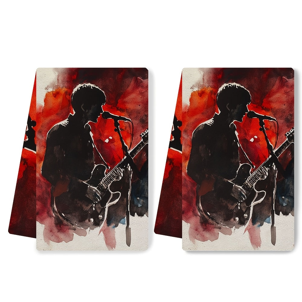 This set includes 2 ultra-soft kitchen towels with The Last Shadow Puppets design. They are highly absorbent for dish drying and perfect for holiday decoration. The towels are machine washable and measure 40.64X60.96 cm.