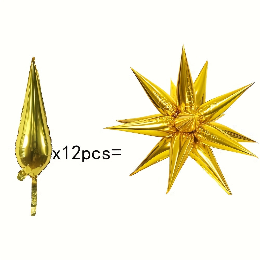 12pcs Explosion Star Foil Balloons for various occasions.