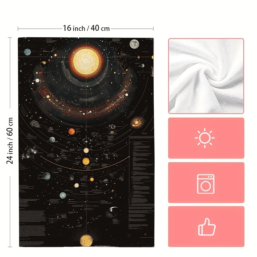 Set of 2 Ultra Soft Kitchen Towels featuring Space Universe Infographics Big Bang Design, Highly Absorbent Dish Hand Towels perfect for Holiday Decor, Machine Washable, Measures 16x24 Inches - SKU: 2KYSYS1225288