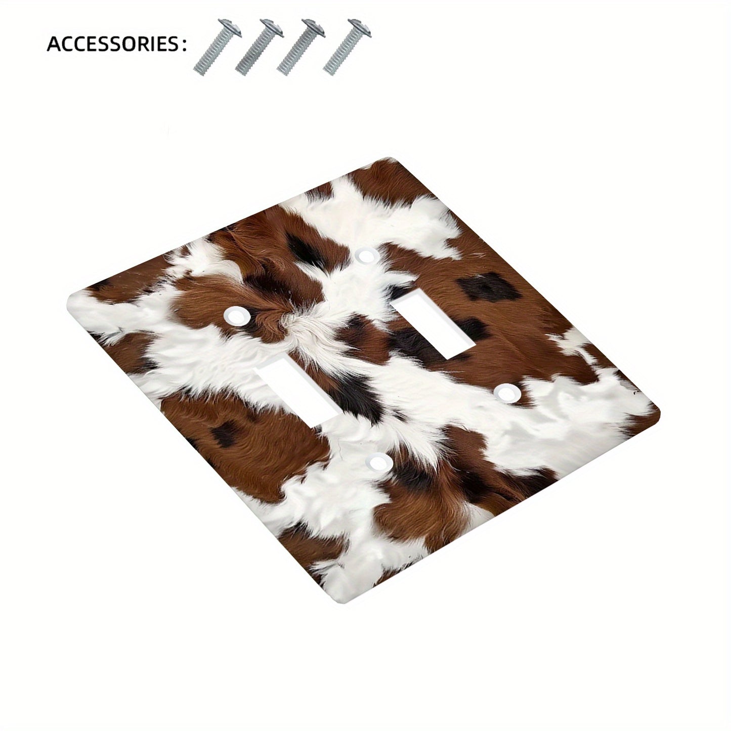 Cow print decorative wall plate made of unbreakable polycarbonate thermoplastic, perfect for bedrooms, kitchens, and home decor.