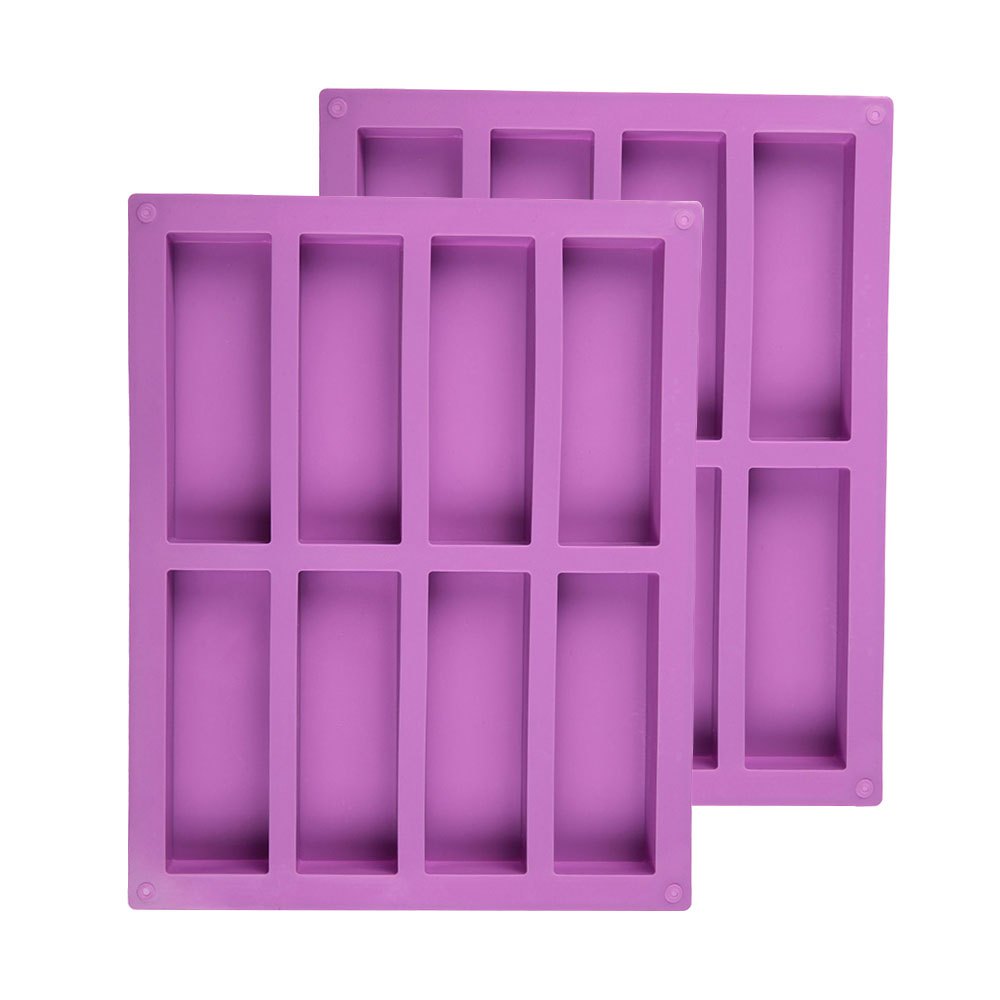 One piece or two pieces available, this 8-cavity silicone mold is perfect for baking energy bars, muffins, brownies, cornbread, cheesecakes, pudding cakes, and soaps. The large rectangular mold features a non-stick coating for easy release and is