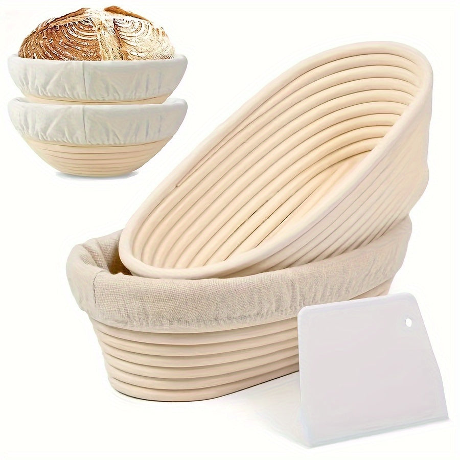 Enjoy the Ompusos 10-piece Italian Bread Proofing Basket Set, complete with oval rattan baskets, accessories, bread lame, and whisk. Ideal for use in home kitchens or restaurants, this set is perfect for yeast proofing and is a versatile tool for both