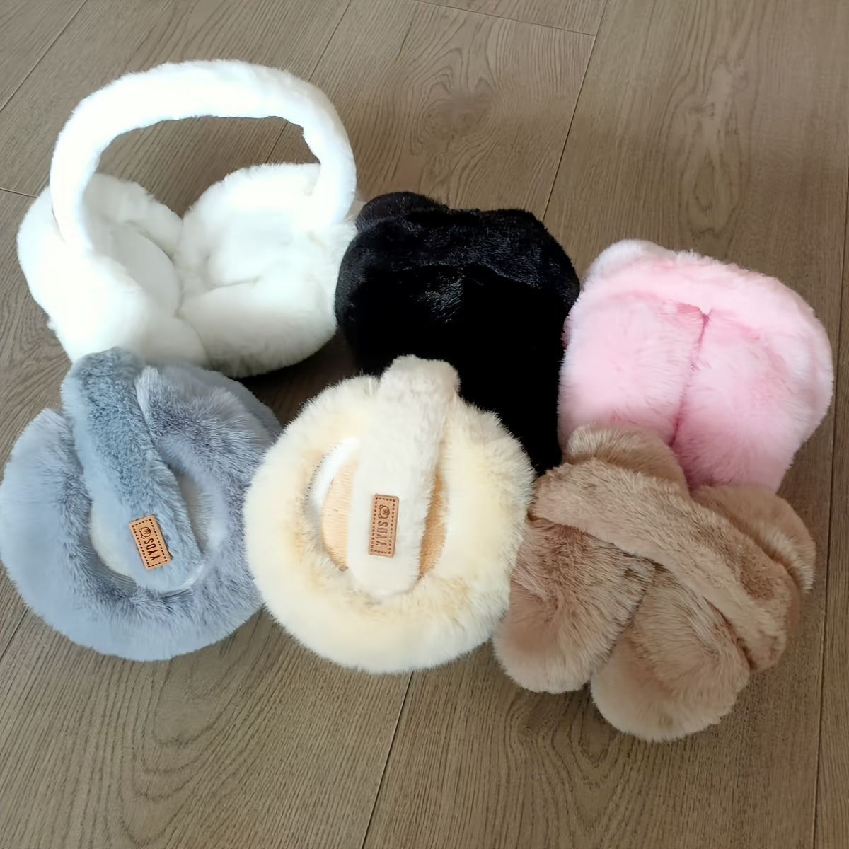 Dry clean only Unisex Fluffy Faux Fur Earmuffs perfect for Autumn and Winter Outdoor Wear. Cozy, Large Woven Stretch Polyester Ear Warmers.