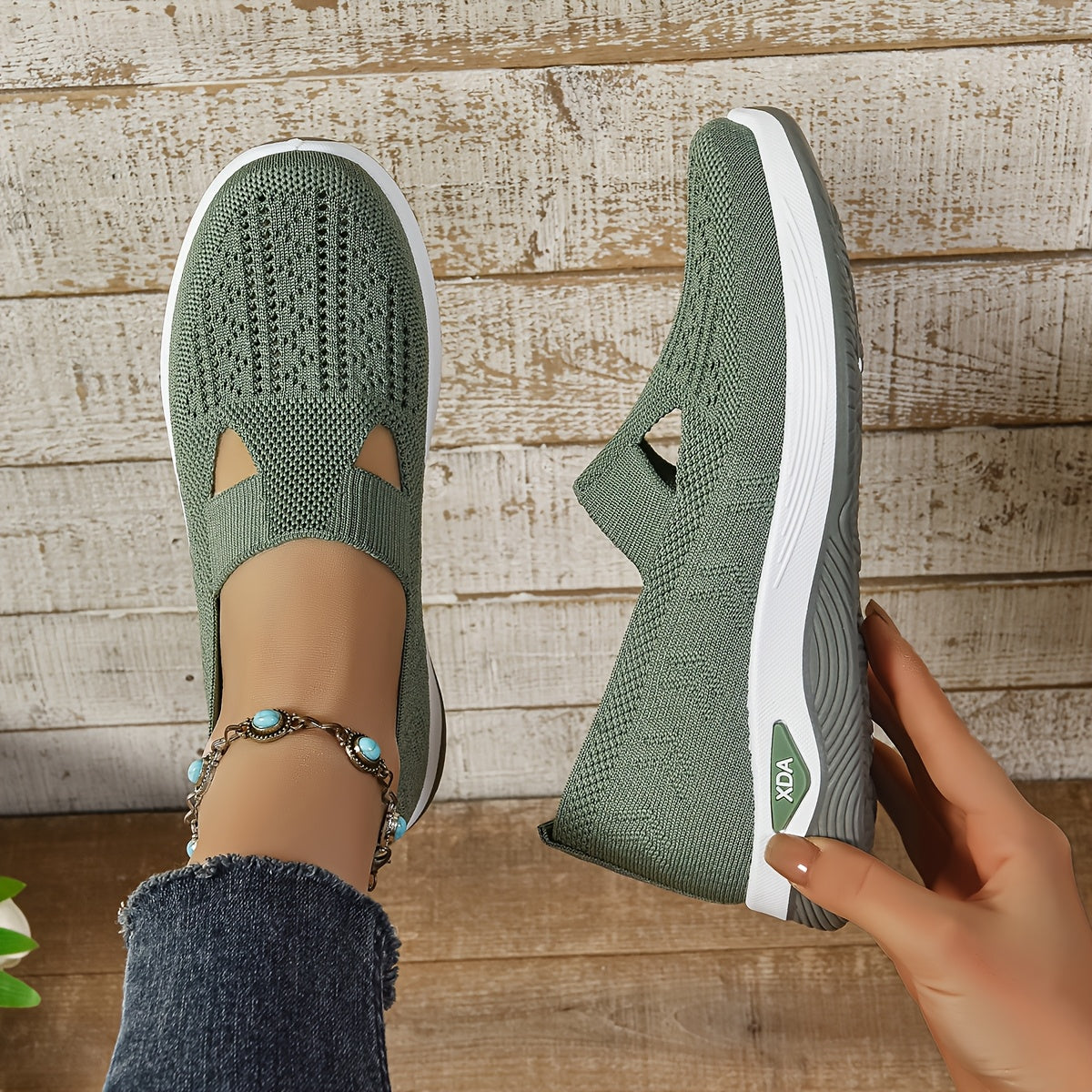 Casual slip on sneakers for women, lightweight and breathable with fabric upper and rubber sole, perfect for spring and summer.