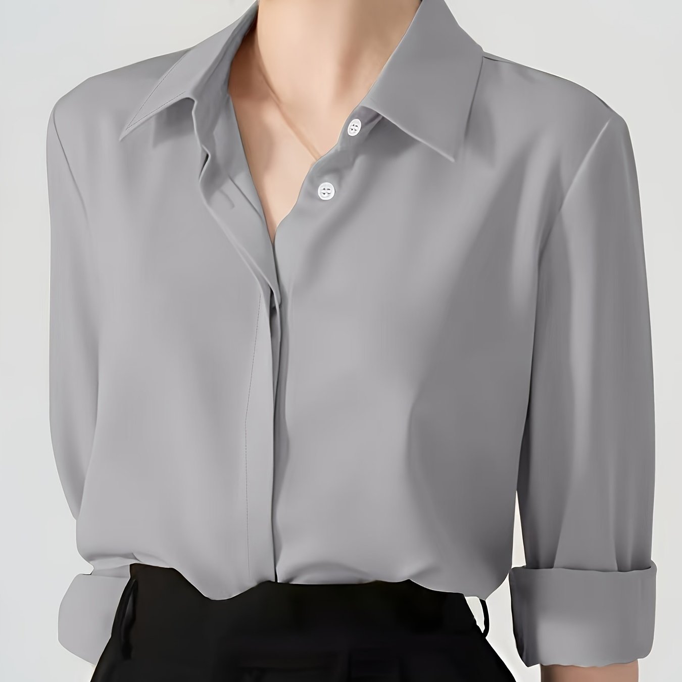 In 2024, a white long-sleeved shirt for women with a professional Korean style, loose fit, Hong Kong influence, and versatile for spring and autumn.