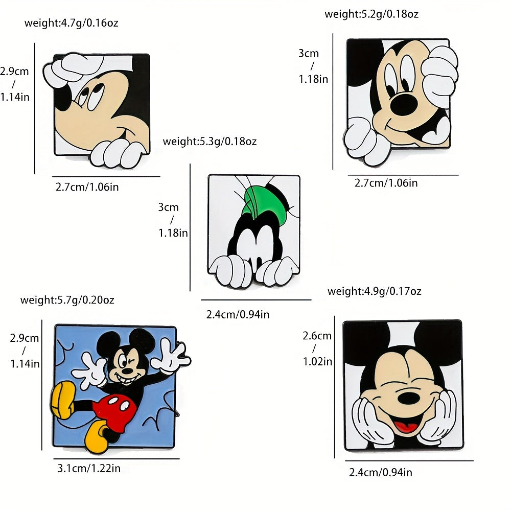 Набор из 6 эмалевых брошей в виде милых животных, таких как Микки Маус и его друзья. Изготовленные из высококачественного сплавного металла, эти милые и минималистичные значки идеально подходят для добавления веселого акцента к вашей одежде и рюкзаку.