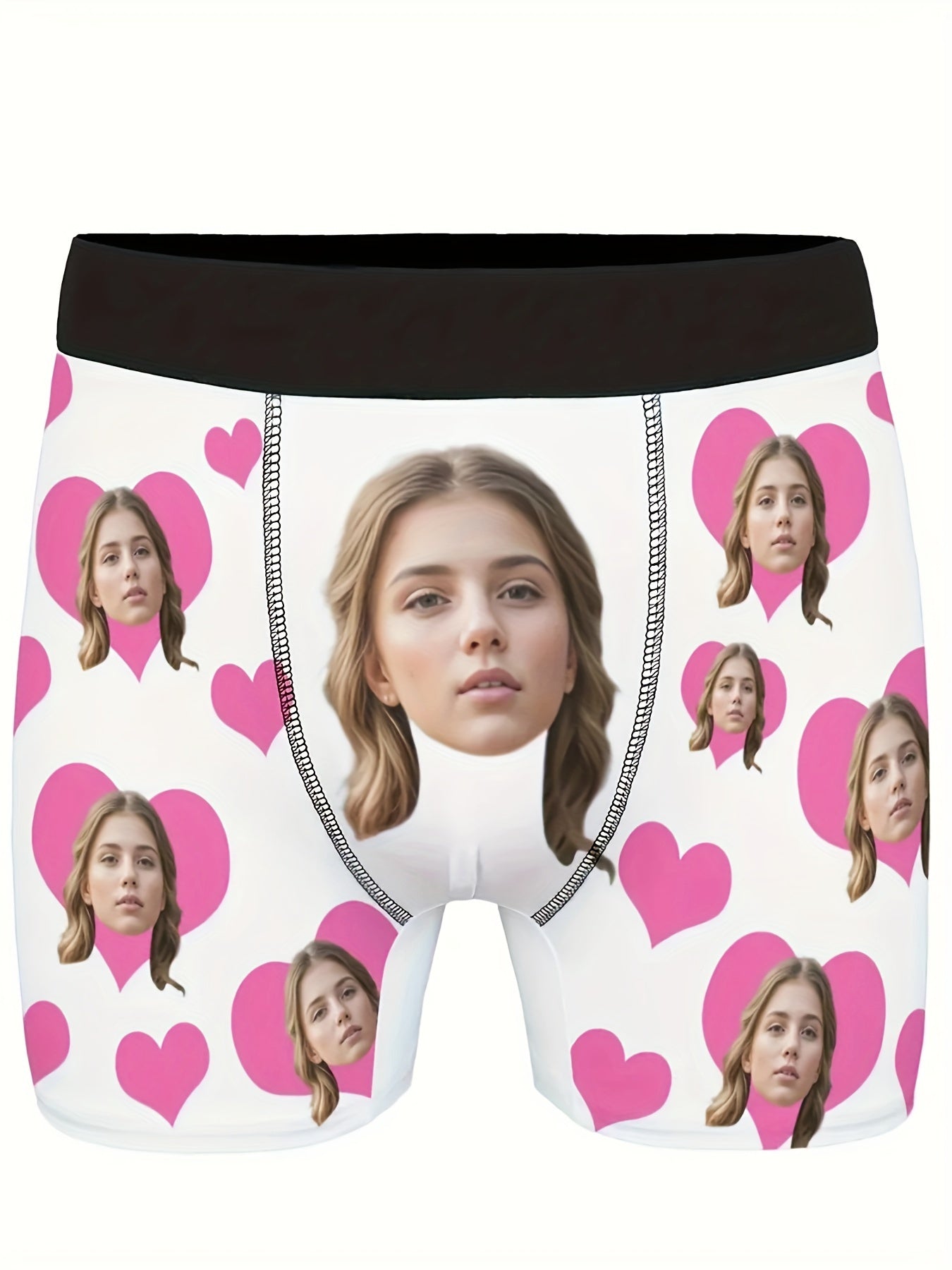 Customized photo boxer briefs, featuring a humorous design with medium stretch knit fabric. Made of 95% polyester and 5% spandex, this is a perfect gift for Dad, Husband, or Boyfriend.