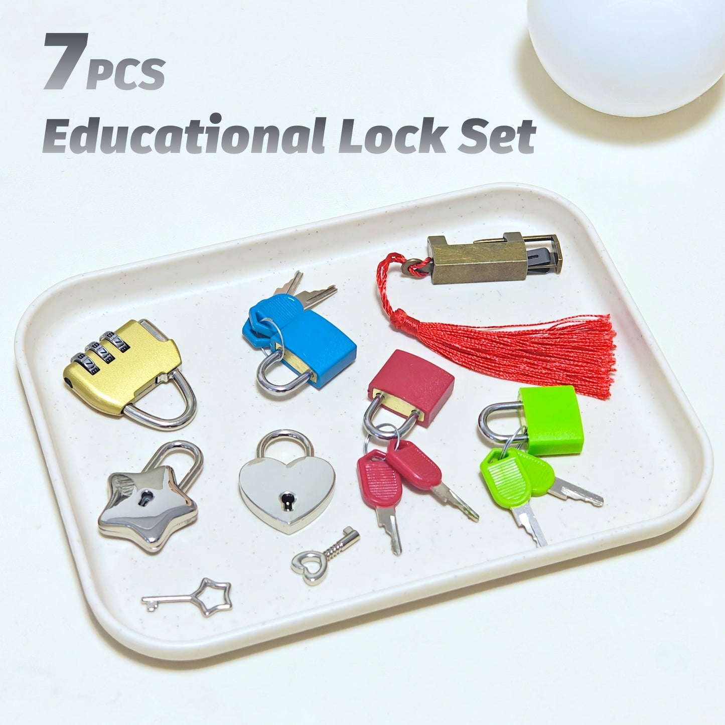 Educational Toys Set: Unlock and Learn with 7 Colorful Locks and Keys - Shape Cognition, Multiple Forms, Perfect for Home School Gift