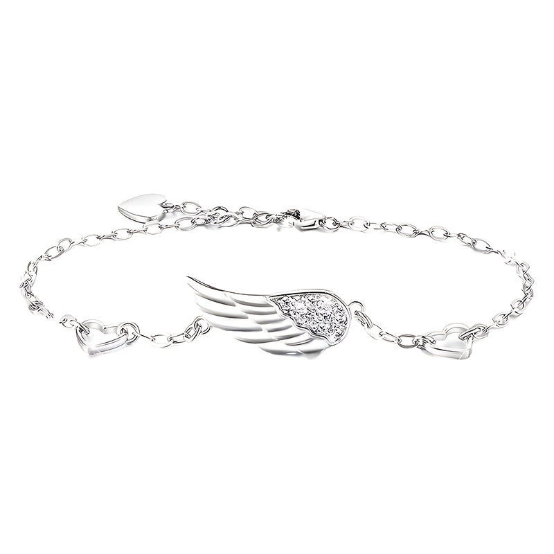 This angel wing bracelet is crafted with S925 silver and adorned with hypoallergenic synthetic zirconia, making it both simple and stylish. It is a luxurious and fashionable piece of jewelry that is perfect for Valentine's Day gifts, parties, and