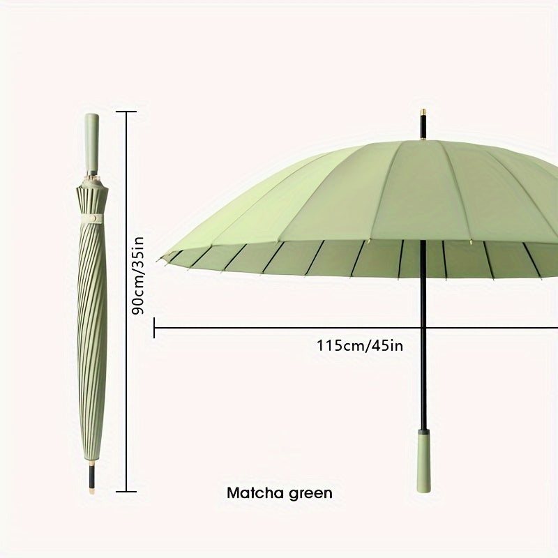 Men's 24-Bone Long Handle Straight Rod Umbrella Home Large Size Reinforced Windproof Business Black Umbrella Special Rain Umbrella.