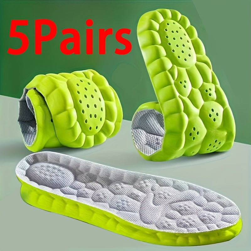 5 pairs of lightweight, soft insoles for comfortable and non-tiring feet in sports and casual shoes.