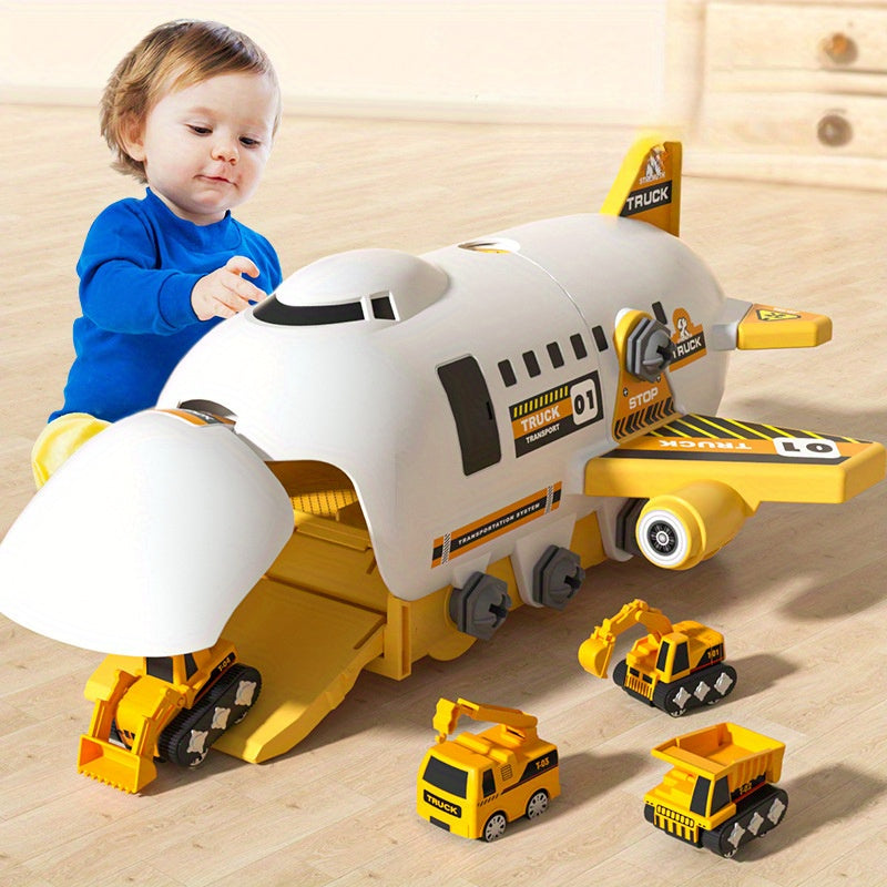 Kids' transforming toy airplane track set with mixed colors for educational fun.