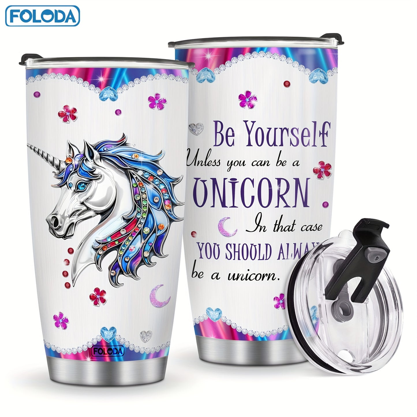 1 dona Unicorn Tumbler, kulgili so'zlar bilan, unicornlarni sevuvchi ayollar va qizlar uchun mukammal sovg'a.