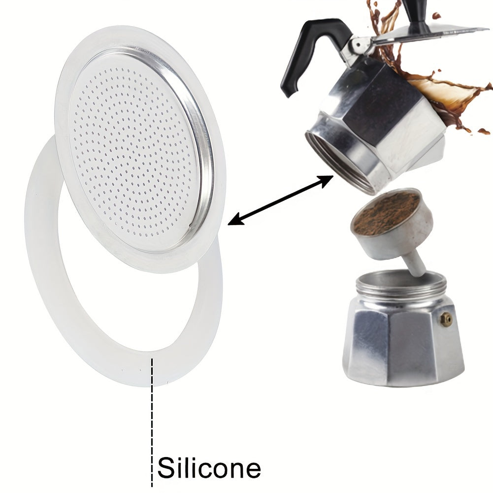 Replace your Moka Pot and Espresso Maker's sealing gasket and coffee filter mesh with 1pc URTUE Silicone Replacement Parts, essential accessories for a perfect brew.