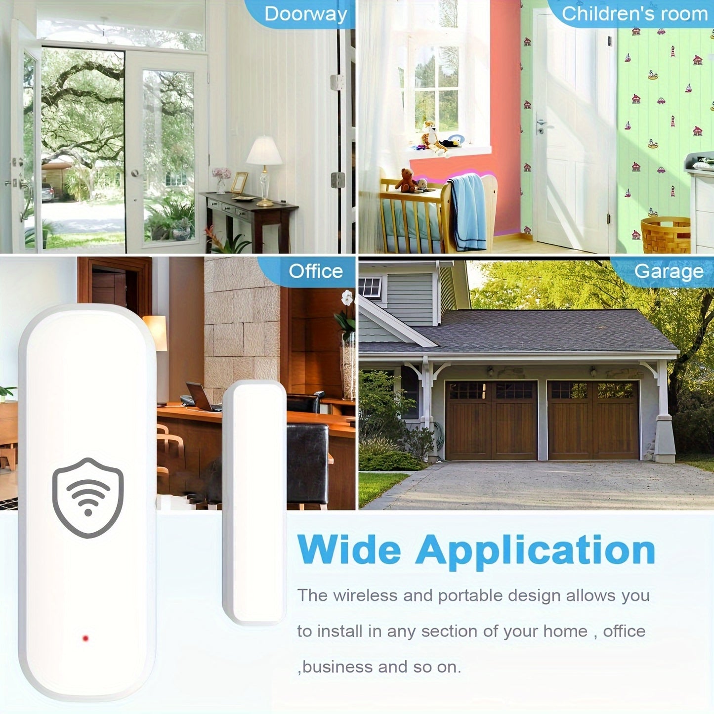 Wireless Tuya Smart Wifi Sensor for Doors and Windows alerts in real-time, ideal for smart home setups, child safety, pool alarms, and compatible with pet detection systems.