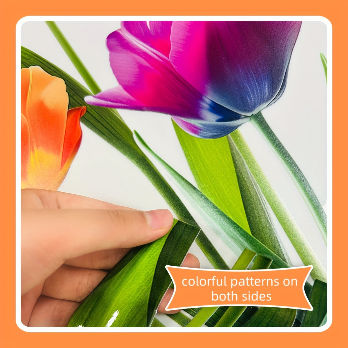 Vibrant Tulip Bouquet Window Cling - Dual-Sided, Easy to Remove Electrostatic Glass Decal for Decorating Home & Office.