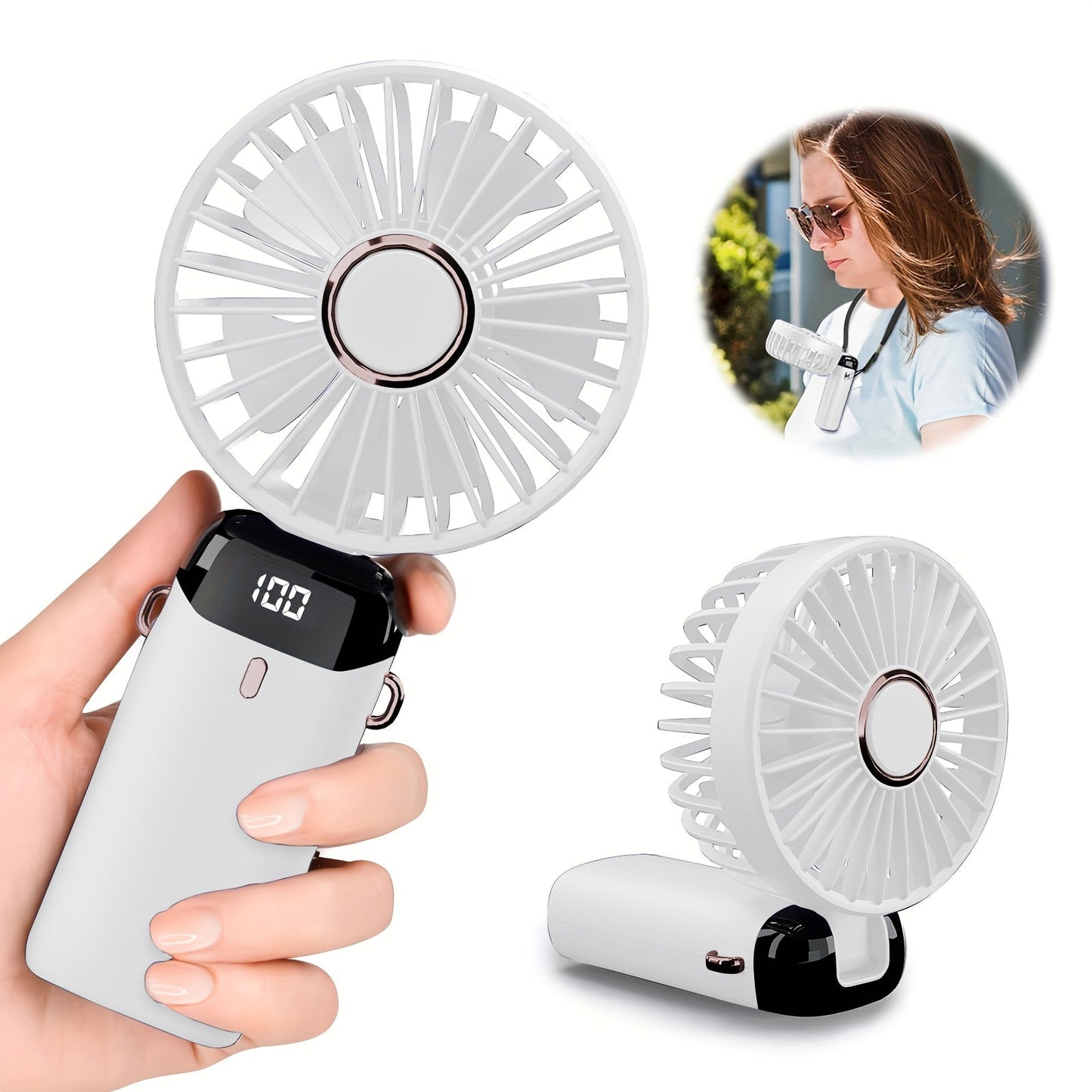 Compact USB Mini Fan with 5 Speeds and Battery Indicator - Great for Work, School, and Outdoor Adventures