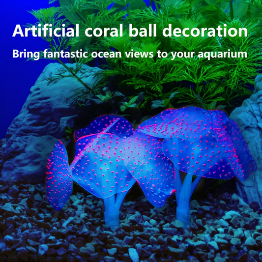 Artificial coral decoration for aquariums, made of silicone to simulate coral, in fluorescent pink color.