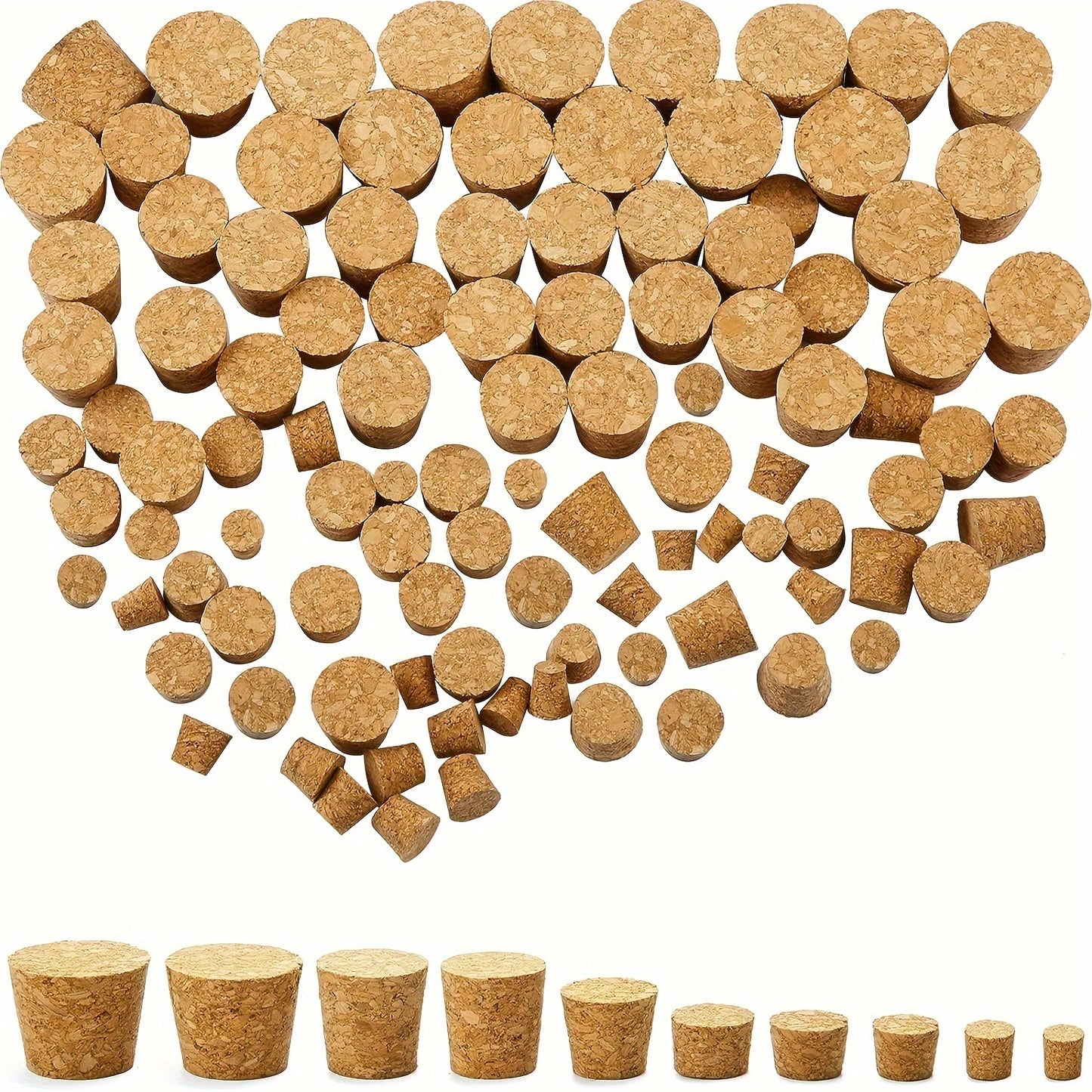 20 wooden tapered cork stoppers for wine and beer bottle crafts, kitchen supplies.