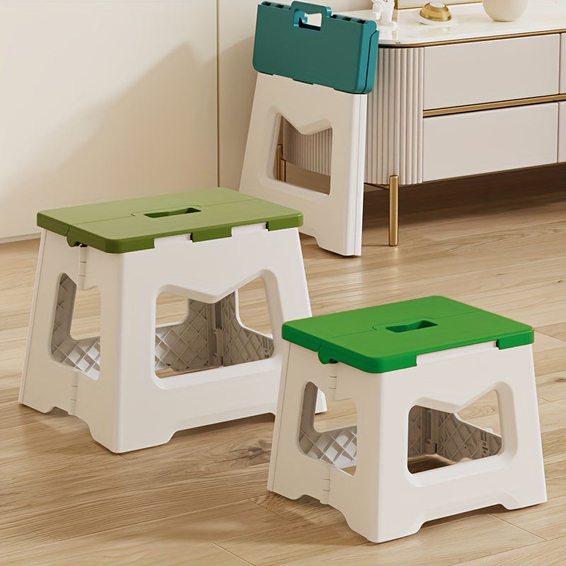 Versatile Folding Plastic Stools - Square, Convenient Foldable Step Stool for Kitchen, Bathroom, Study, Living Room - Sturdy, Compact, Ready to Use, Perfect for Fishing, Camping, Picnic