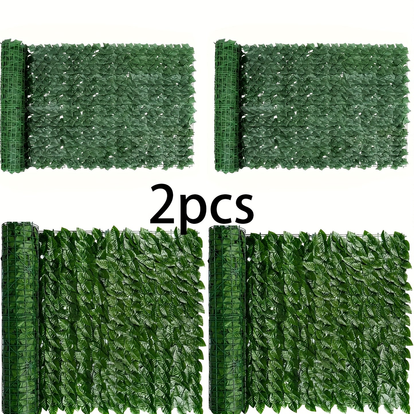 2 Rolls of artificial ivy privacy fence screen for outdoor spaces, measuring 50.8*299.72 cm. Provides coverage for garden, yard, balcony, backyard, and patio. Creates a greenery backdrop