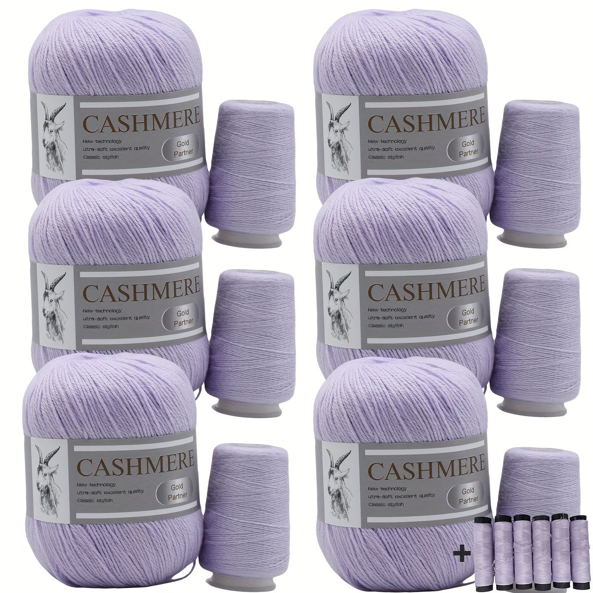 6 luxurious cashmere yarns for hand knitting and crocheting. Ideal for making sweaters, scarves, hats, shawls, cardigans, and gloves. High-quality, soft, warm, multicolored bundle in 10.58