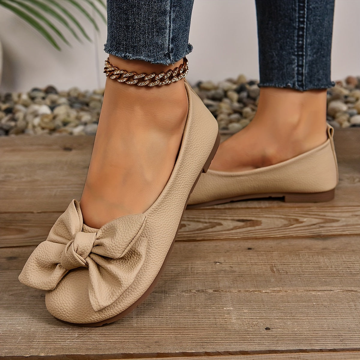 Chic beige Oxford flats with bow detail for work and casual wear.