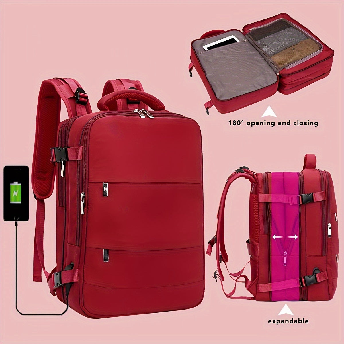 Expandable backpack approved for use as a laptop schoolbag and outdoor travel rucksack.