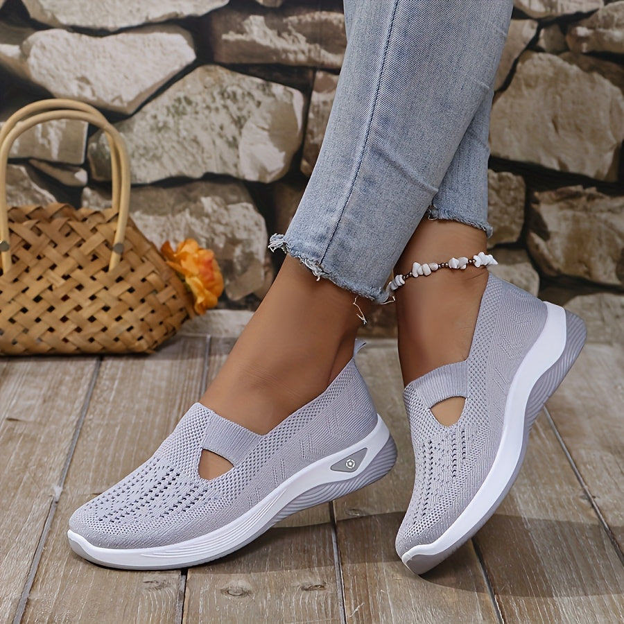 2024 New Style Women's Shoes: Breathable Knitted, Trendy Lace-Up Sports Shoes for Cross-Border Trade.