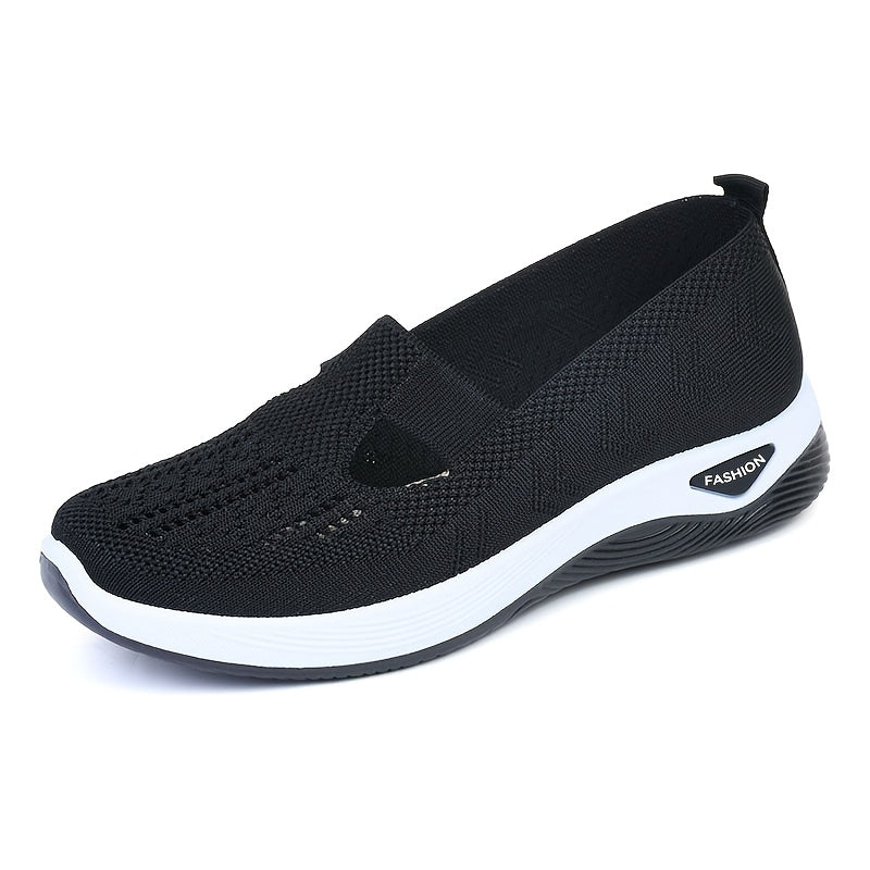 Breathable mesh slip-on sneakers for women with a comfortable PVC sole and loose fit.