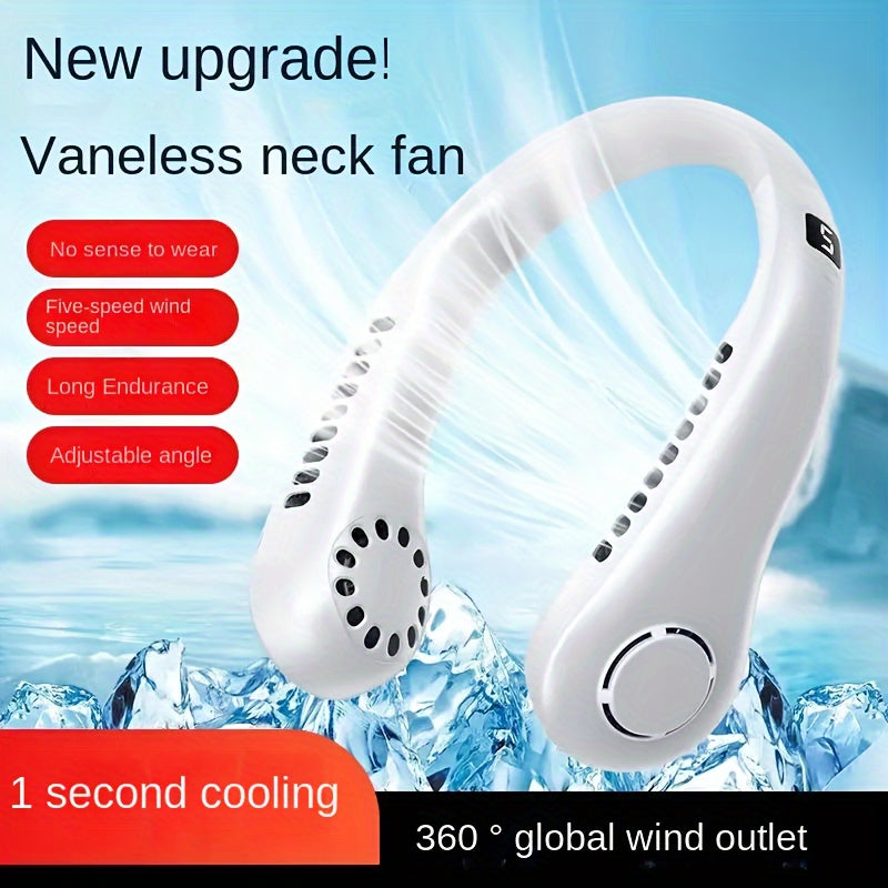 One-piece, sleek design, perfect for summer at home, on-the-go, or while working or studying. The Hanging Neck Fan features 5-speed wind adjustment, an LED display, and an ultra-lightweight body for all-day wear. Ideal for keeping cool during summer