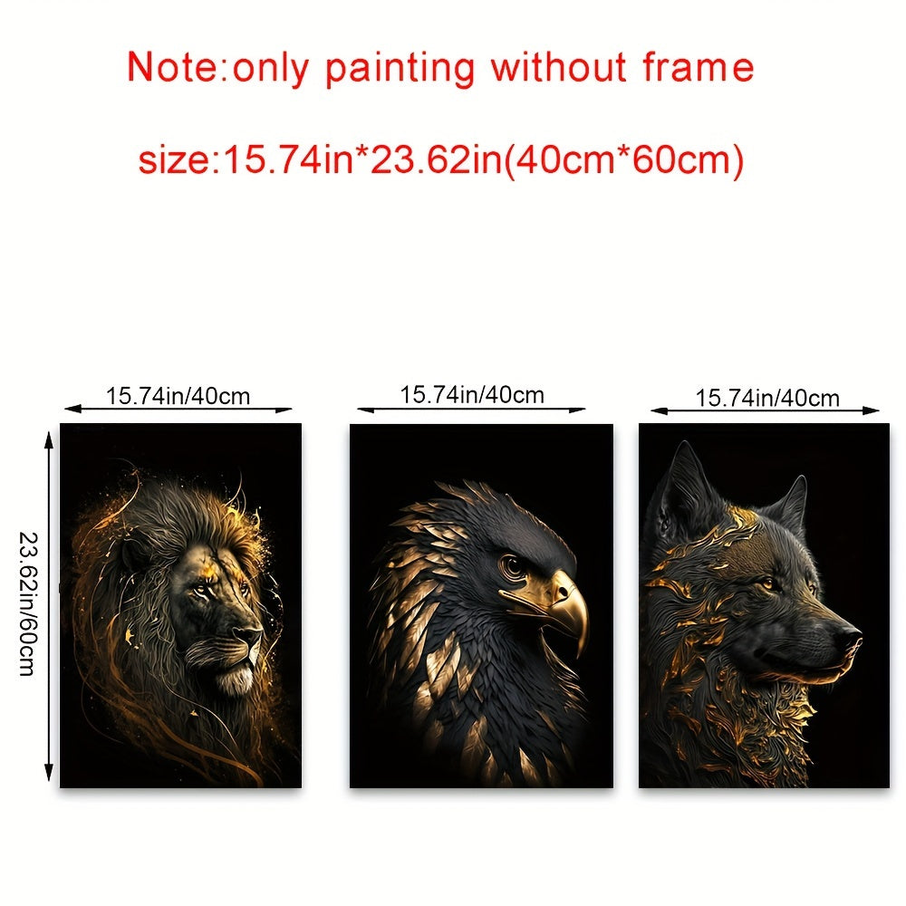 Abstract painting of a lion and eagle on canvas, measuring 15.7*23.6in/40cm*60cm, suitable for living room decor. Frame not included.