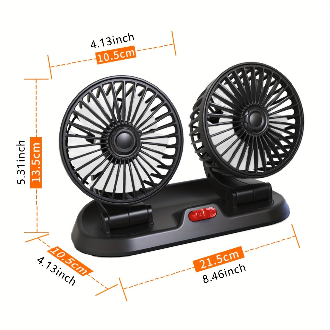 Versatile Dual-Head USB Car Fan - Features 3 Speeds and 360° Rotation for Dashboard Cooling - Perfect for SUVs, RVs, Trucks, Sedans, Cruises, and Office Settings