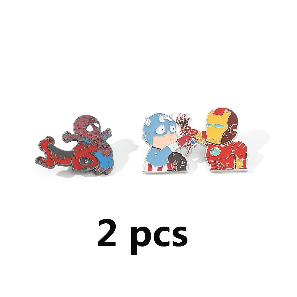 Two Cartoon Character Brooches: Cool Deadpool and Iron Man Enamel Pins - Metal Badges for Clothing, Backpacks, and More!