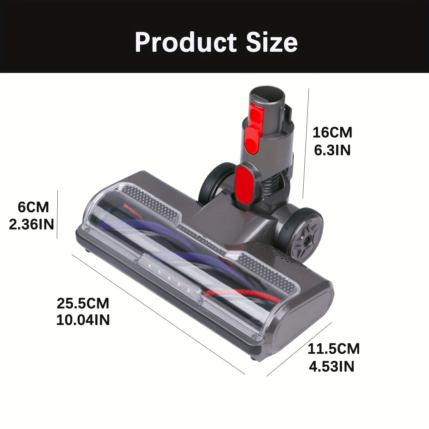 This durable plastic vacuum cleaner head is compatible with Dyson models V7, V8, V10, V11, V15, SV10, and SV12. It is designed as a floor attachment accessory and motor head, not as a standalone vacuum cleaner.