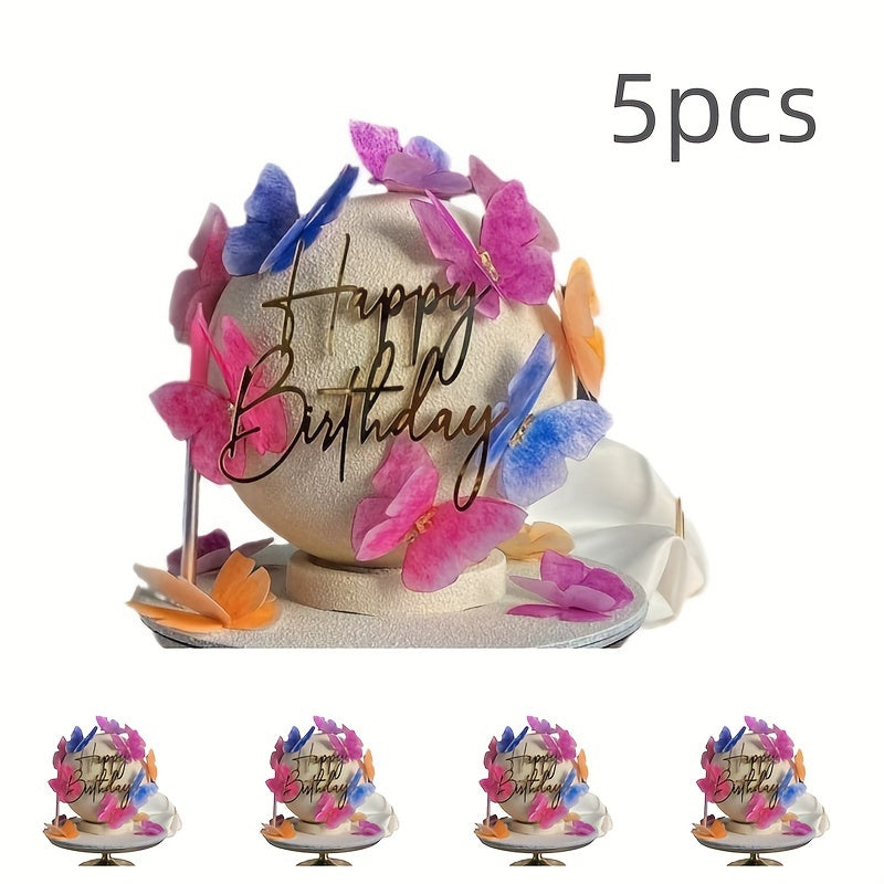 5pcs Classic Happy Birthday Acrylic Cake Topper for party and dessert table decoration and baking