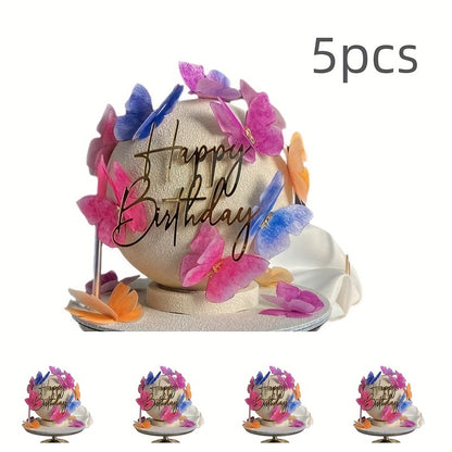 5pcs Classic Happy Birthday Acrylic Cake Topper for party and dessert table decoration and baking