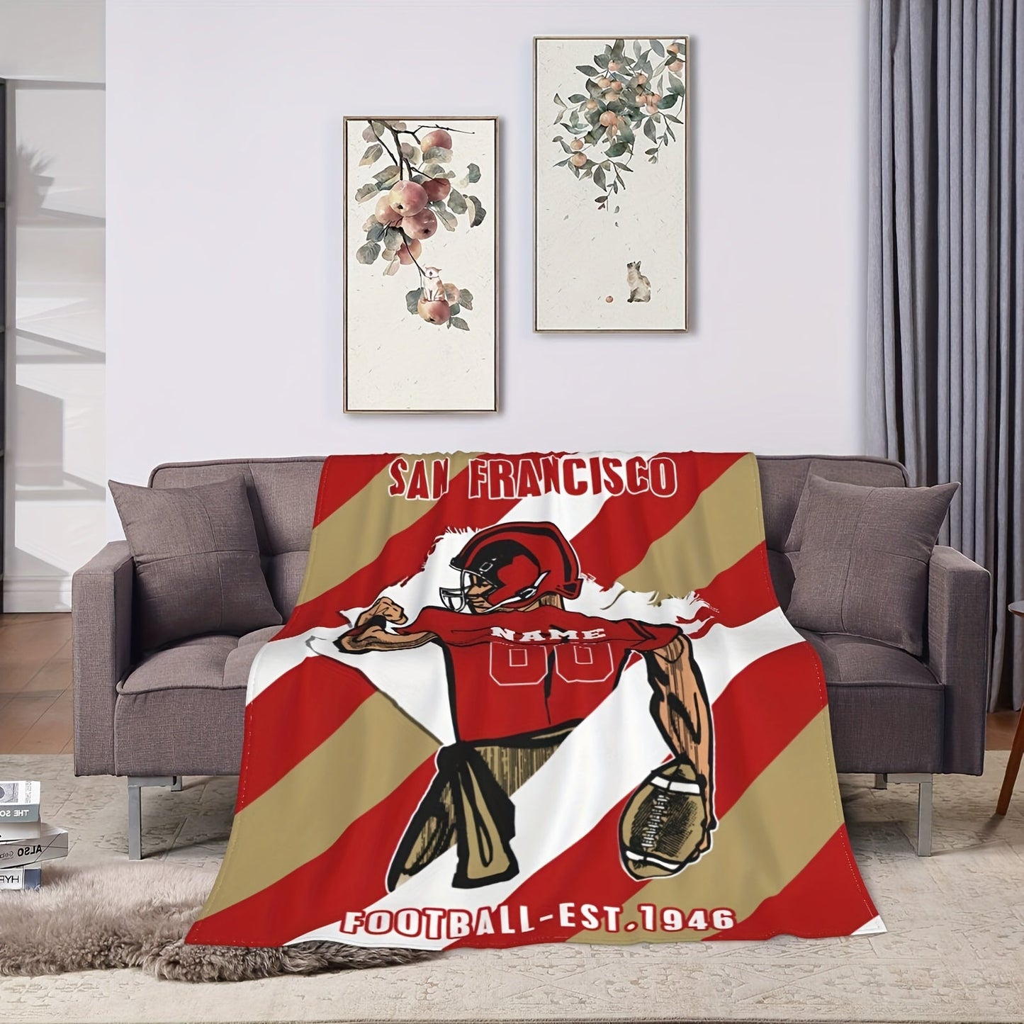 Personalized San Francisco Throw Blankets with Custom Name - Perfect Home Decor for Men, Women, and Boys. Ideal Gift for Football Fans!