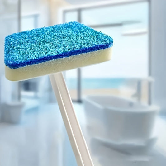 No electrical power needed, this multi-functional cleaning tool features a soft ceramic tile sponge designed for easy cleaning of bathtub, toilet, glass, walls, and floors. The long handle is detachable for convenience.