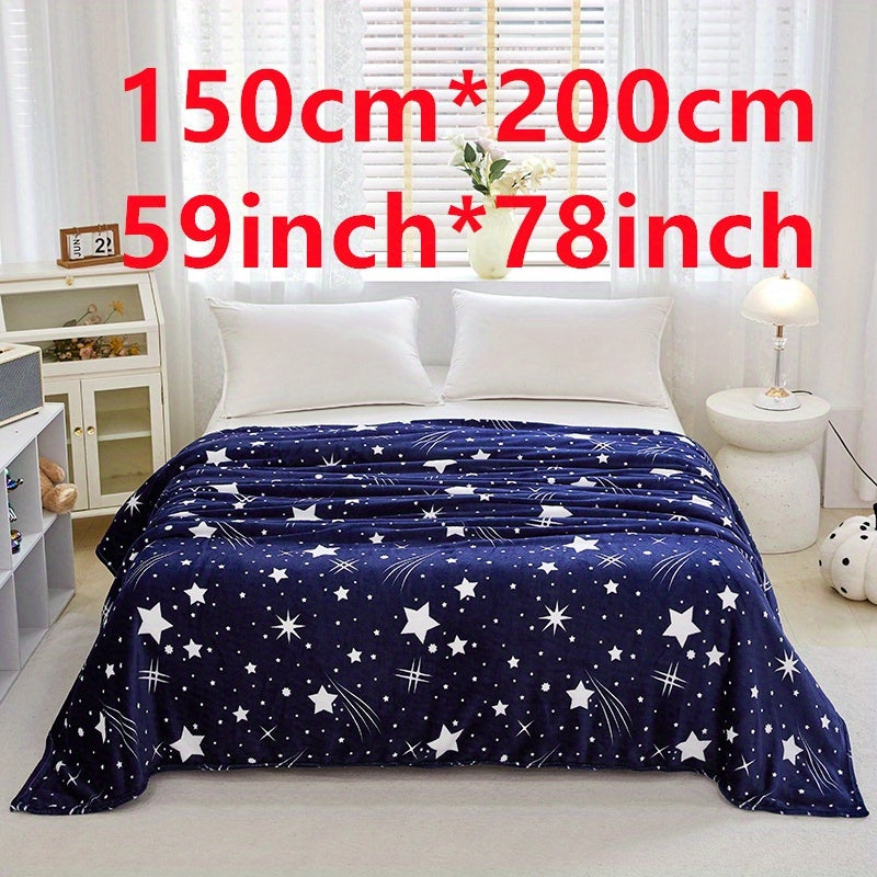 Contemporary Meteor Shower Pattern Flannel Fleece Blanket - Perfect for New Year, Valentine's, Mother's Day, and Back to School! Made from 100% polyester, this blanket is lightweight at 120g and machine washable for easy care. Stay cozy year-round with