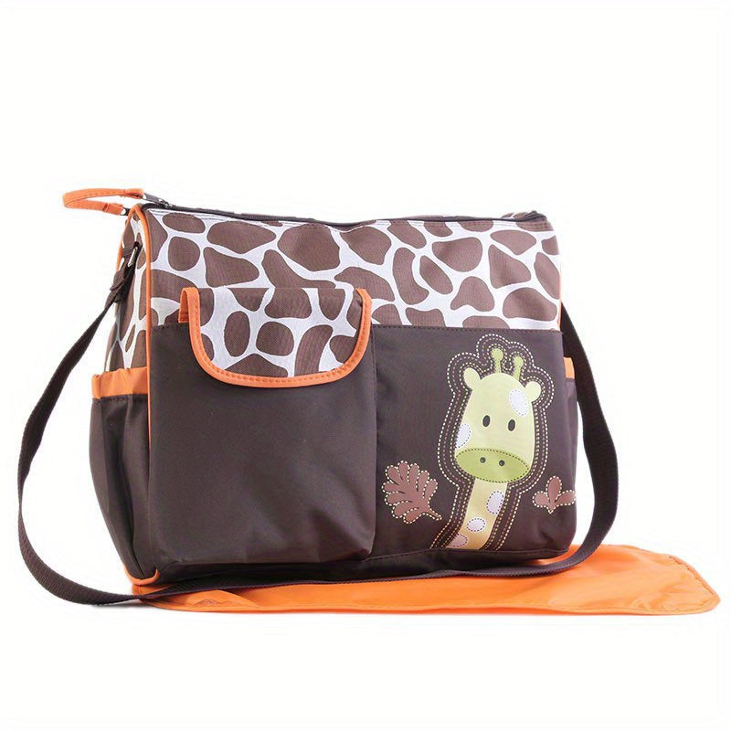 Mommy Bag with Stylish Cartoon Pattern - Spacious with Multiple Functions, Includes Dry & Wet Separation - Ideal for Moms and Babies!