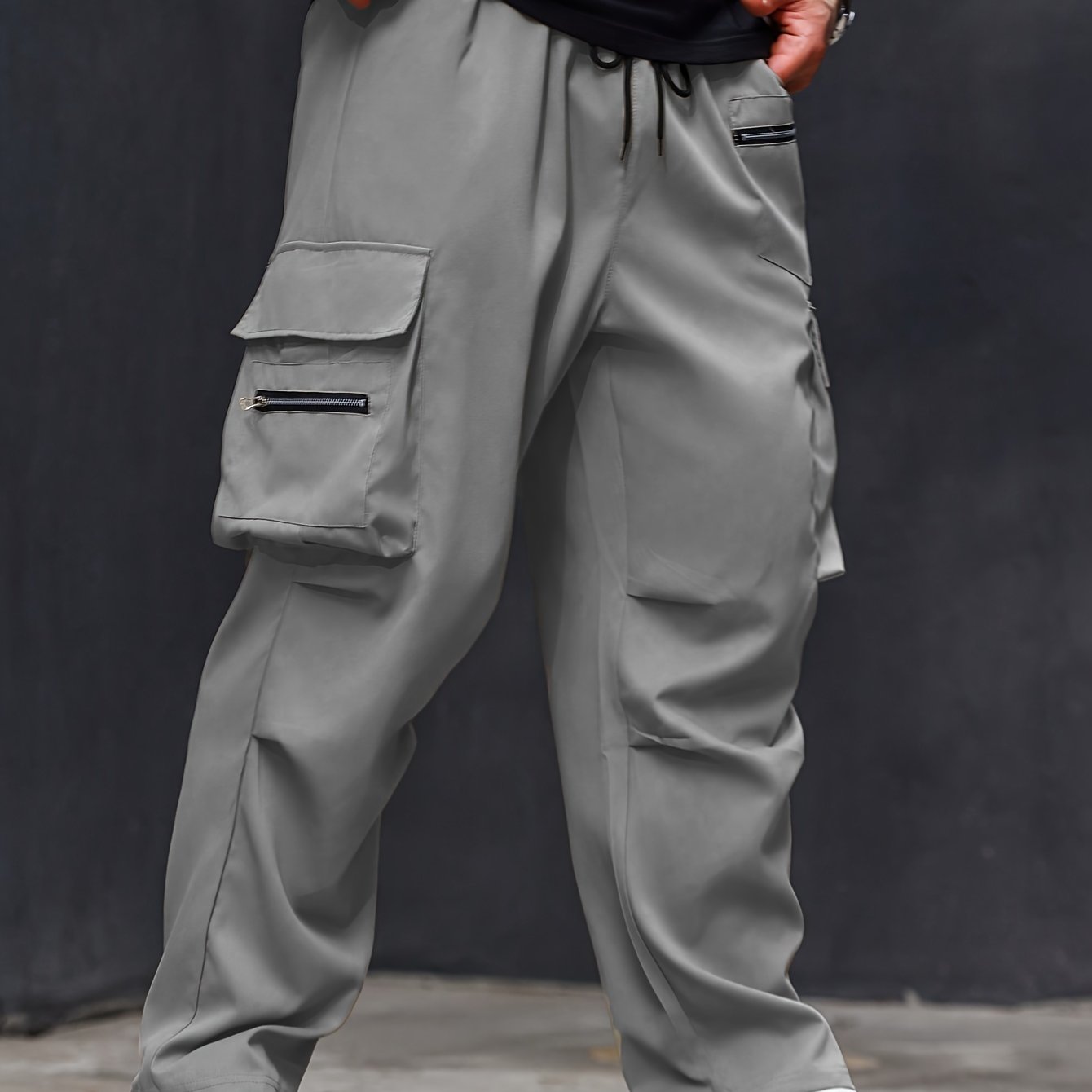 Plus size men's cargo pants with athletic and casual style, regular fit and pockets.