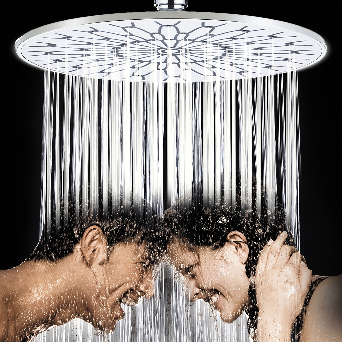 Stainless steel 6-inch high-pressure rain shower head for hotel bathrooms.