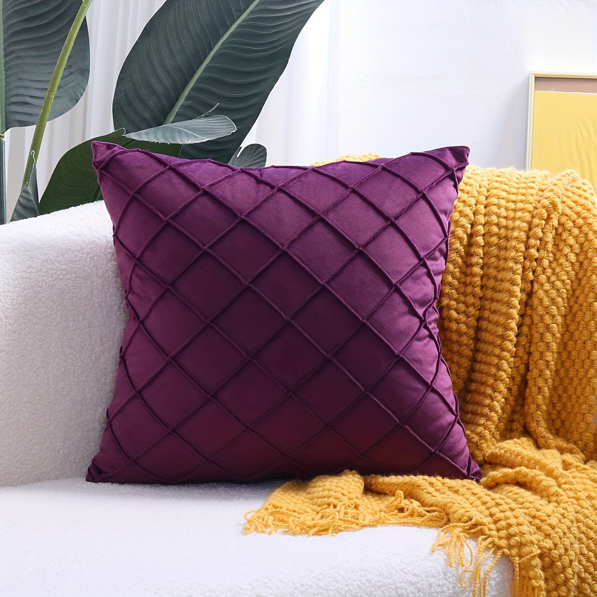 Modern Argyle Throw Pillow Case made of polyester velvet for soft, comfortable home, office, living room, and sofa décor (Pillow core not included).