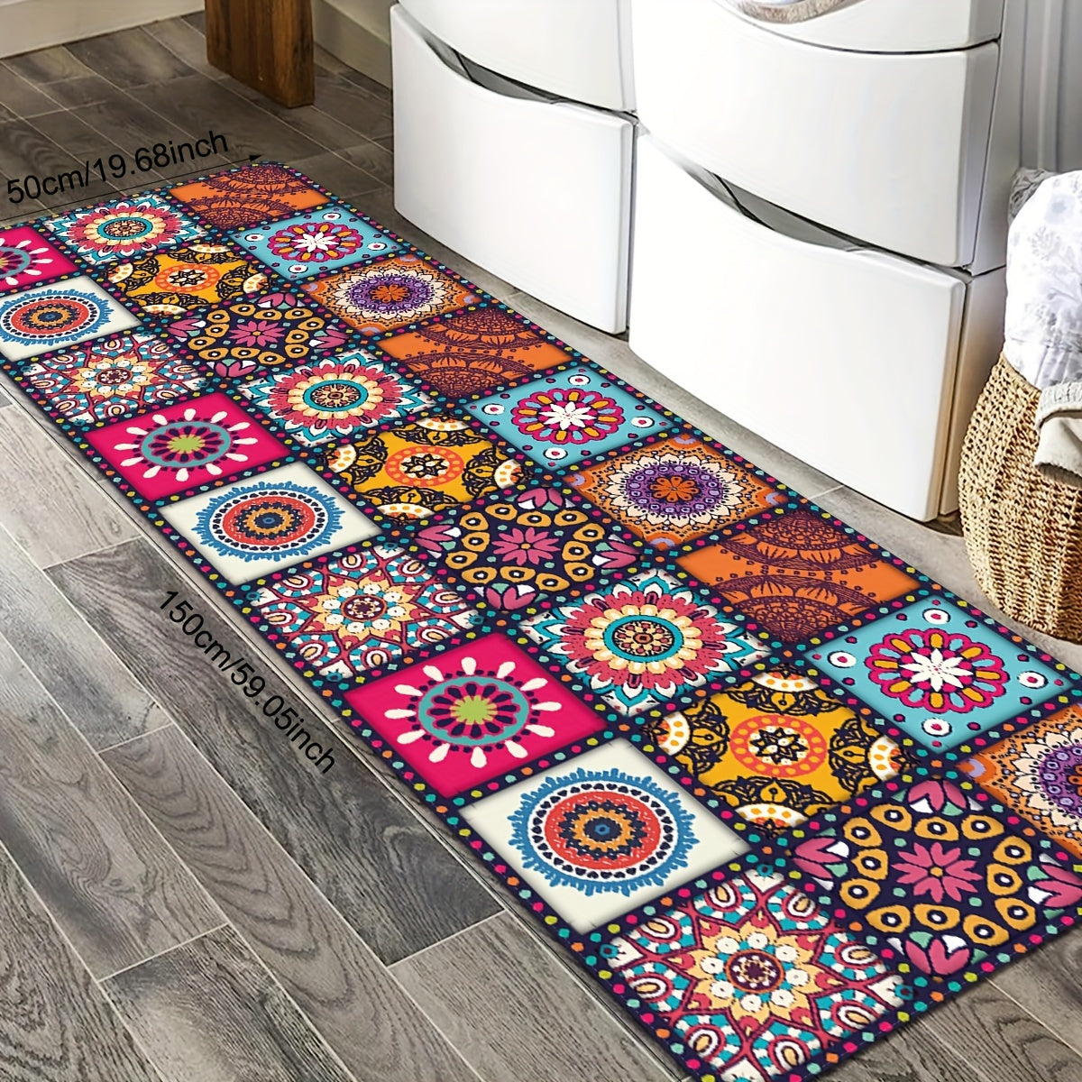 Colorful Boho Kitchen Mat, 1 Piece, Non-slip and Oil-proof Entrance Doormat, Ideal for Kitchen, Living Room, Laundry Room, and Bathroom, Absorbs Water, Adds Aesthetic Appeal to Any Room